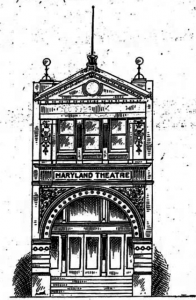 Drawing - Maryland Theatre, Cumberland, MD c. 1907