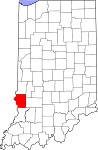 Map of Indiana showing location of Sullivan County