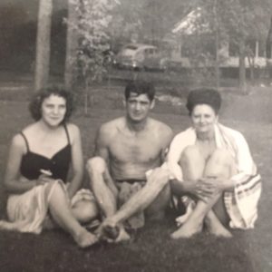 Photo of Bert Allen Roberts, Jr with two (unknown) women.