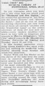 Chin Chin Newspaper Article - Pottsville, PA