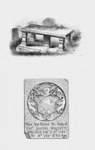 Drawing of a bench type marker of Capt. Samuel Wolcott