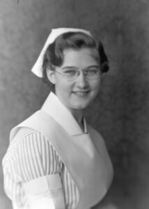 Photo of Miss Marie Stevens, Student Nurse at St. Barnabas Hospital, circa 1935.