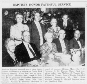 Newspaper article, "Baptists Honor Faithful Service” - Biddeford Daily Journal, dated August 23, 1943, page 1. 