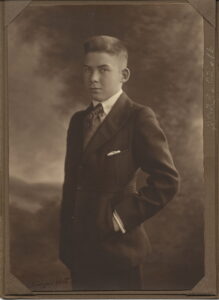 Photo of Clifford Shores of Oakland, California, Christmas, 1919.