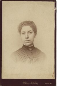 Photo appears to be of Etta Libby, circa 1899.