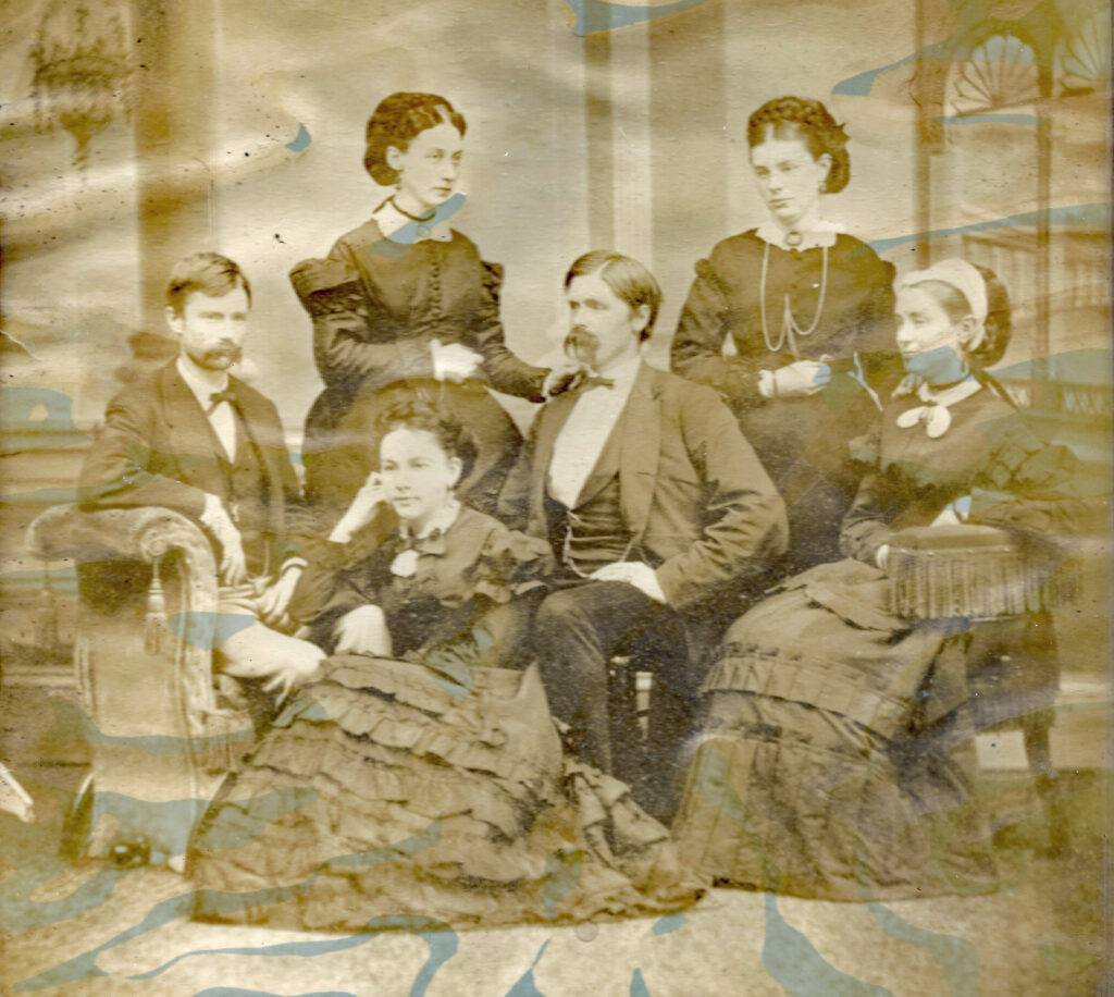Photo of Abigail Ann (Small) Porter of Lancaster, N.H.,
Dr. Horatio Nelson & Harriet (Newall) Small of Portland, Me.
Hon. John Chase & Mary Schuyler (Dresser) Small of Portland, Me., and 
Sallie Emery (Small) Burnside of Lancaster, N.H.
