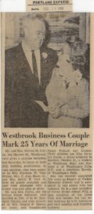 Clipping regarding Newton & Grace Curtis 25th Wedding Annaversary celebration.