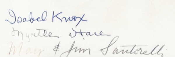handwriting from the back of a photo.