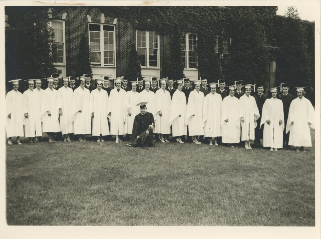 Graduates, in cap & gown, Scarborough High School (Bessey School) 1954