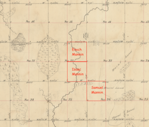 Map of Mannin Homesteads in Csss County