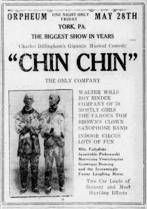 Ad showing "Chin Chin" to play at the Orpheum Theater on May 28th [1920].