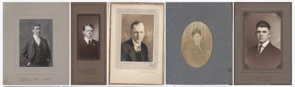 Photos of John Shaw, Ralph Marr Bragdon, Paul Brackett, Harold Bragdon (youth), & Harold Bragdon