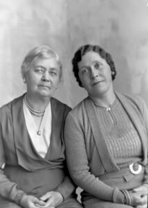 Photo of Cora Bishop (née Strout) & Beatrice Roper (née Bishop), circa 1934.