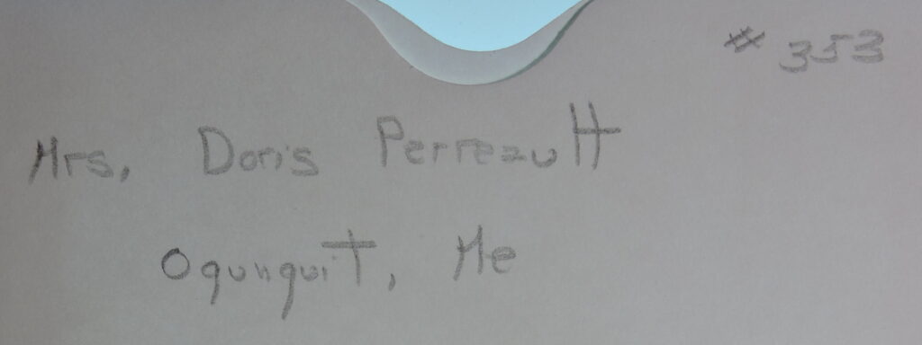 Envelope showing name of Doris Perreault.
