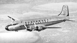 Photo of a Northwest Airlines airplane from circa 1950.