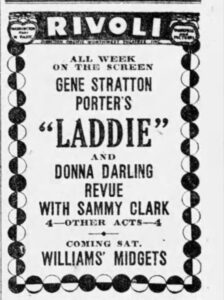 Advertisement - Rivoli Theater, "Laddie" and Donna Darling Revue with Sammy Clark" - 11 Nov 1926.