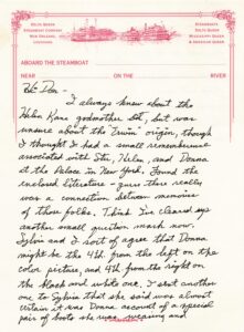 Letter from Russell Kees about 2007 regarding Donna's connections to Mack Sennett, Helen Kane, & Stu Erwin.