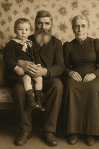 Photo of John & Georgianna Bragdon & Orville Varney, circa 1900